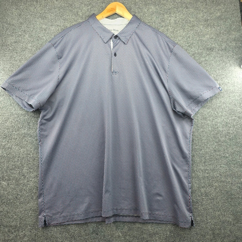 Mizzen+Main Mens XXL Classic Fit Geometric Performance Polo Shirt Navy Red White